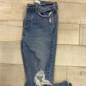 Abercrombie & Fitch Women's Straight Leg Jeans - Distressed Blue